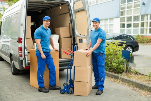 Packed boxes and furniture ready for a home move in Blackheath