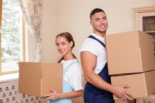 Packed boxes and removal van ready for a Blackheath move
